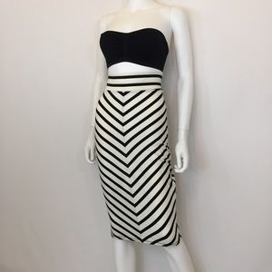 Arden B MIDI Stripe Black & White Skirt
